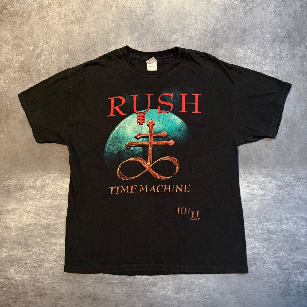 Vintage Rush Time Machine Tour Shirt Mens Large Black 2010 2011 Concert Band Tee